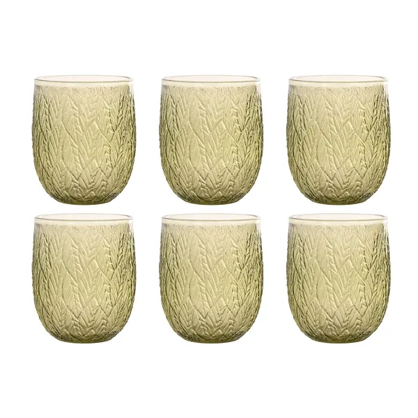 Набор стаканов Home ESPRIT Зеленый Стеклянный С облегчением 360 ml (6 штук)