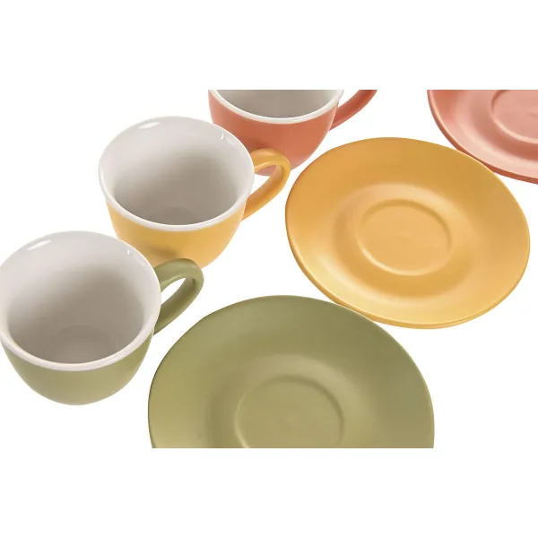 Kahvisetti Home ESPRIT Monivärinen Posliini Moderni 100 ml 6 Kappaletta