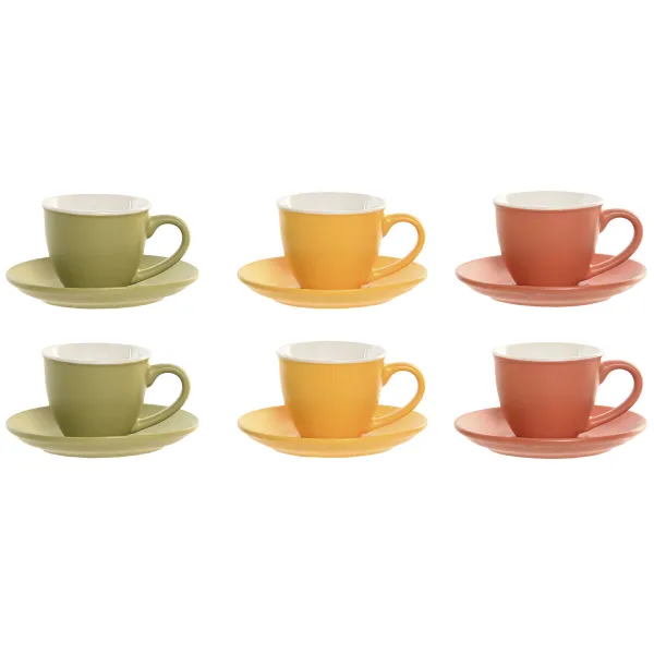 Kahvisetti Home ESPRIT Monivärinen Posliini Moderni 100 ml 6 Kappaletta