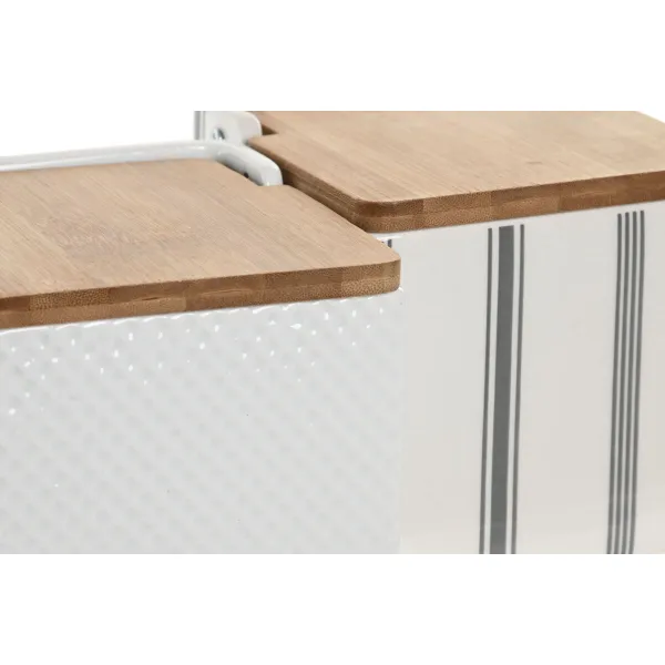 Солонка с крышкой Home ESPRIT Белый Бамбук Керамика 11 x 11 x 11 cm (3 штук)