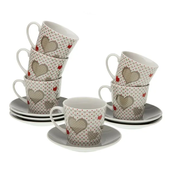 Mukisetti aluslautasilla Versa Sweet Posliini 9 x 14 x 14 cm 10,5 x 8 x 6 cm 14 x 14 x 2 cm