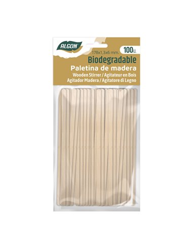 Kit of coffee stirrers Algon 178 x 1,3 x 6 mm Wood 100 Units