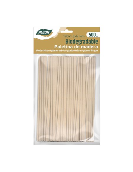 Kit of coffee stirrers Algon Wood 190 x 1,3 x 6 mm 500 Units