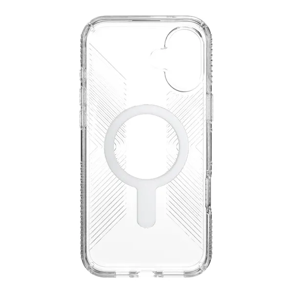 Speck Presidio Perfect-Clear Grip ClickLock & MagSafe - iPhone 16 Plus Case (Clear / Chrome Finish / Serene Silver)