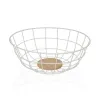 Vaisių dubuo Versa Balta 28 x 12 x 28 cm Medžio Kaučiukmedžio mediena Plienas Geležis