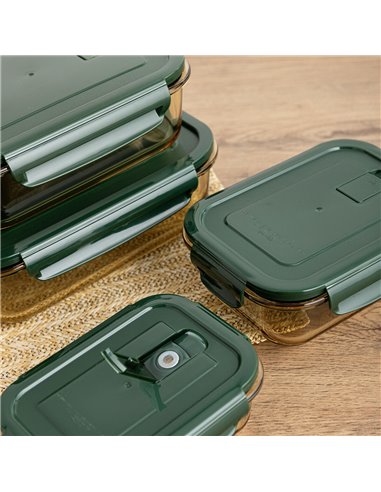 Hermetic Lunch Box Bidasoa Infinity Rectangular Green Yellow Glass 630 ml