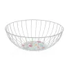 Fruit Bowl Versa Flandes Metal Steel MDF Wood 28 x 10 x 28 cm