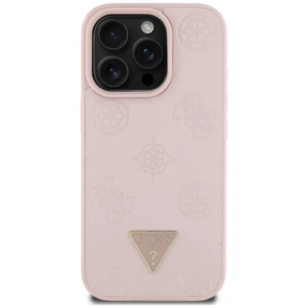 Guess Grained Hot Stamp Peony Triangle Logo MagSafe - Case for iPhone 16 Pro (pink)