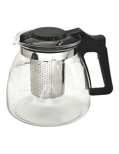 Teapot Black Transparent Silver Glass Plastic 900 ml