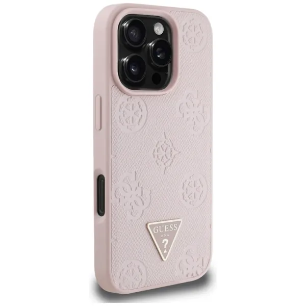 Guess Grained Hot Stamp Peony Triangle Logo MagSafe - Case for iPhone 16 Pro (pink)