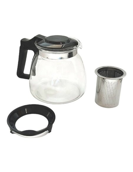 Teapot Black Transparent Silver Glass Plastic 900 ml