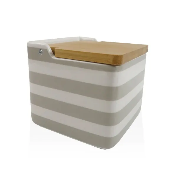 Kannellinen suolasirotin Versa Harmaa Keraminen Bambu Dolomite Raidat 12,2 x 11,5 x 12,2 cm