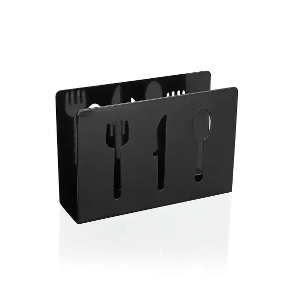 Коробка для салфеток Versa Чёрный Металл Керамика Сталь Железо 4,5 x 10 x 15 cm Приборов