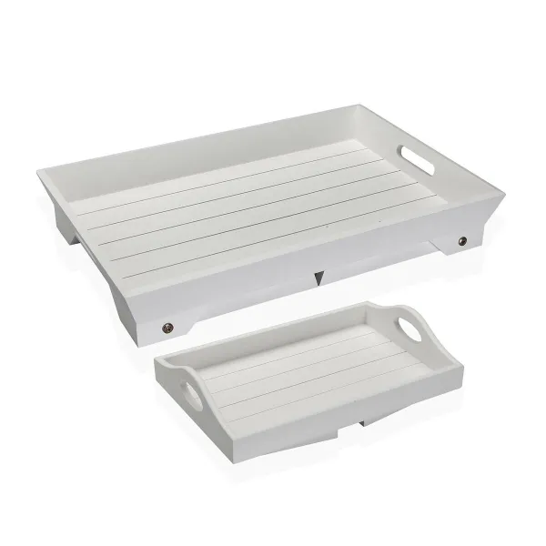Set of trays Versa White MDF Wood 32 x 24 x 48 cm