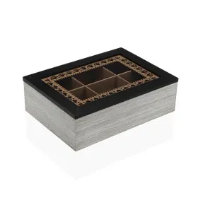 Dėžutė arbatai Versa Juoda Medžio MDF 18 x 7,5 x 24 cm