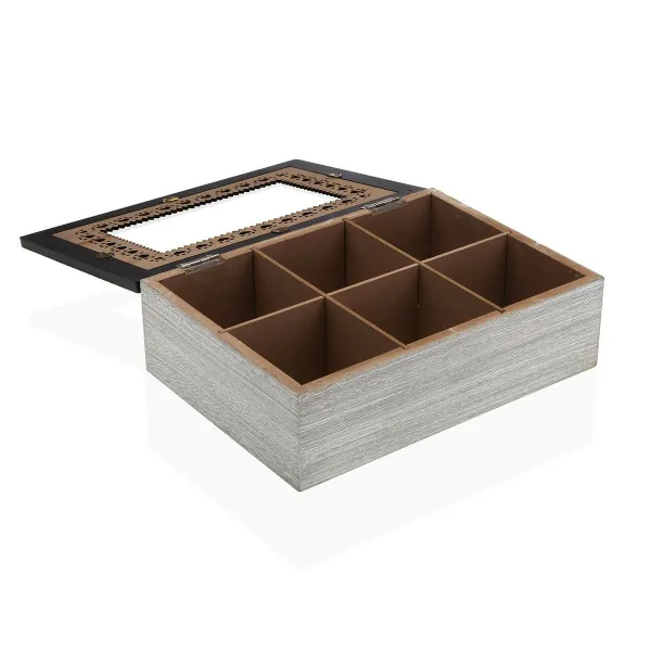 Коробочка для чая Versa Чёрный Деревянный MDF 18 x 7,5 x 24 cm