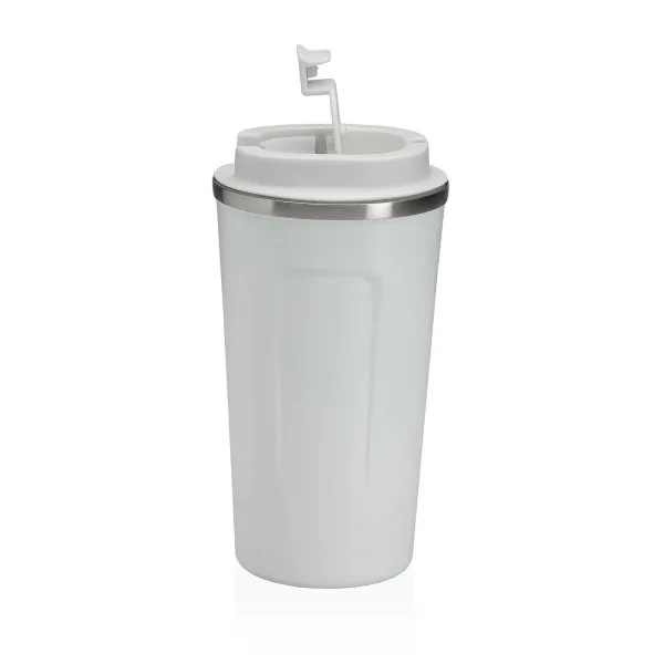 Glass with Lid Versa White Steel polypropylene 510 ml