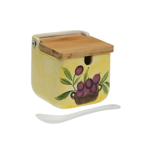 Sugar Bowl Versa Ceramic Bamboo Porcelain Dolomite 8 x 8 x 8 cm Olive