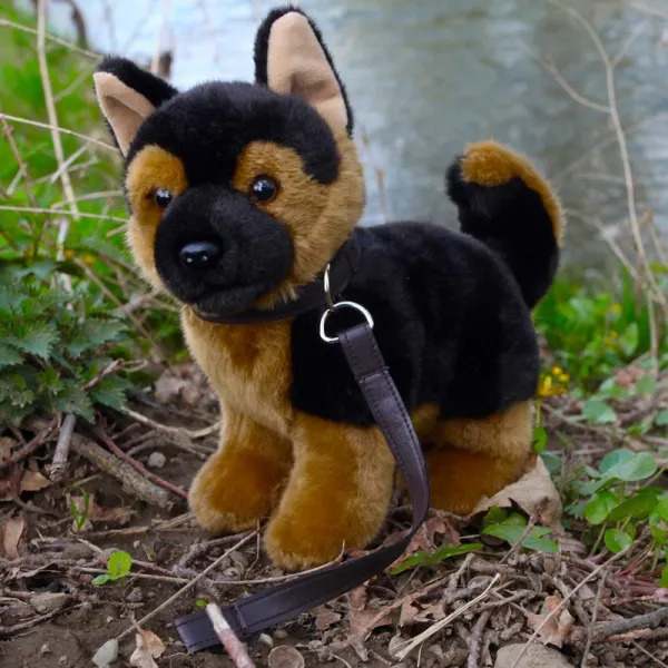Rappa - Plush realistic toy Standing German Shepherd Dog with Leash 23 cm Eco-Friendly