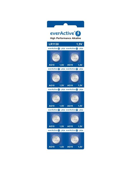 Batteries EverActive AG10 G10 LR1130 LR54 1,5 V (10 Units)