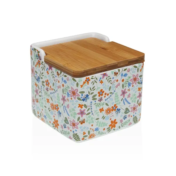 Солонка с крышкой Versa Керамика Dolomite Цветы 12,2 x 11,5 x 12,2 cm