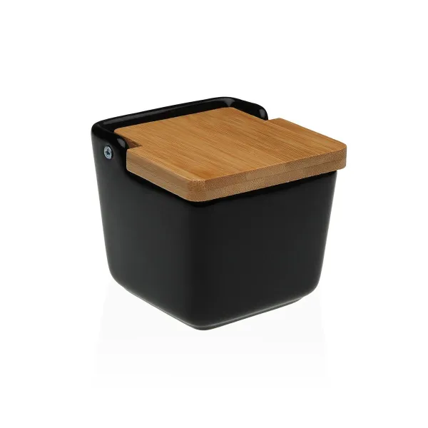 Sālstrauciņš ar Vāku Versa Melns Keramika 8,8 x 8,5 x 8,8 cm