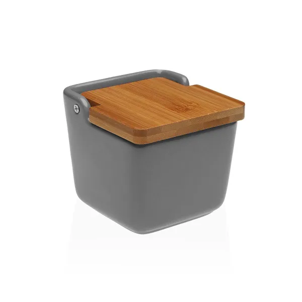Sālstrauciņš ar Vāku Versa Pelēks Keramika 8,8 x 8,5 x 8,8 cm