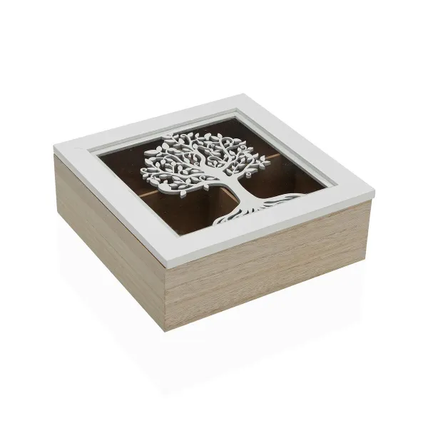 Коробочка для чая Versa Деревянный MDF 20 x 7 x 20 cm Дерево жизни