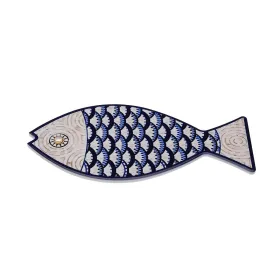 Table Mat Versa Blue Grey Cork Ceramic Fish 14 x 0,7 x 20 cm