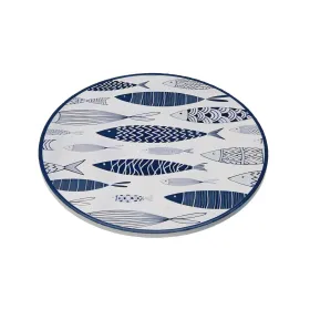 Table Mat Versa Blue Cork Ceramic Fish 20 X 0,6 X 20 CM