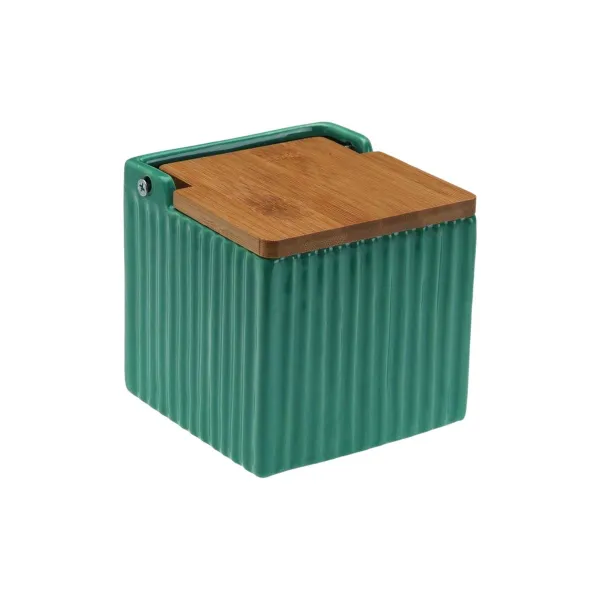 Солонка с крышкой Versa Зеленый Керамика Бамбук Dolomite 11 x 11 x 11 cm