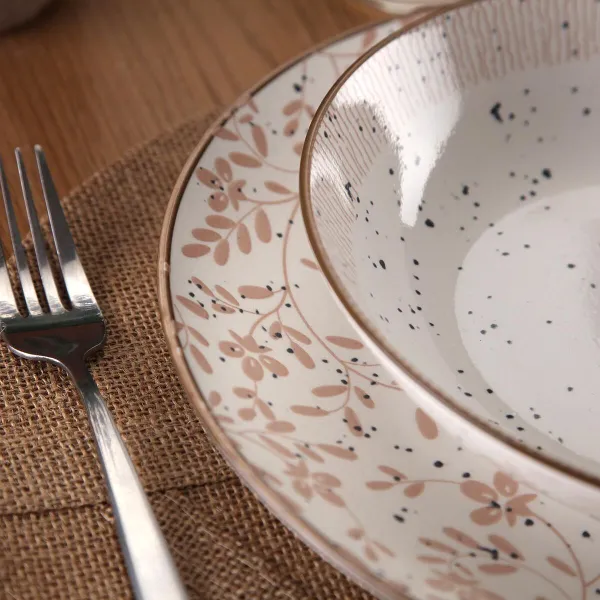 Ruokailuvälineet Versa Beige Posliini 18 Kappaletta