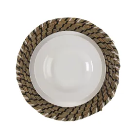 Table Mat Versa White Black Textile Water hyacinth 38 cm