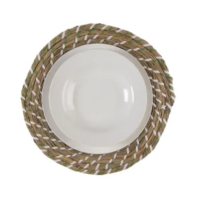 Table Mat Versa White Green Textile Water hyacinth 38 cm