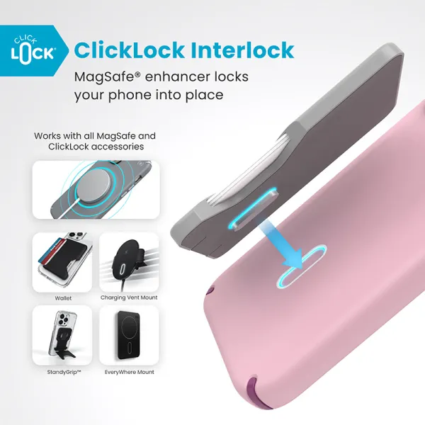Speck Presidio2 Pro ClickLock & MagSafe - iPhone 16 Plus Case (Wednesday Pink / Boysenberry Purple / White)
