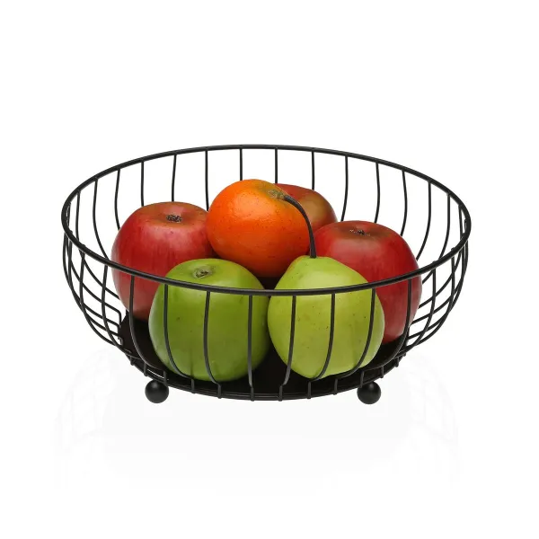 Ваза для фруктов Versa Чёрный Металл Сталь 27,5 X 11 X 27,5 CM