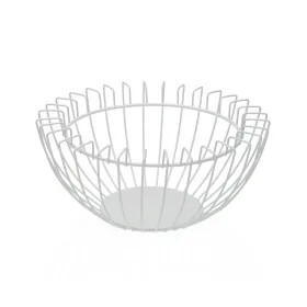 Ваза для фруктов Versa Белый Металл Сталь 26 x 12 x 26 cm
