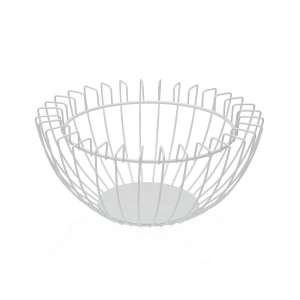 Ваза для фруктов Versa Белый Металл Сталь 26 x 12 x 26 cm