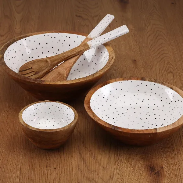 Salad Bowl Versa Speckle Mango wood 24 x 7 x 24 cm