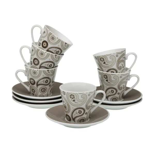 Set of 6 Cups with Plate Versa Glob Porcelain