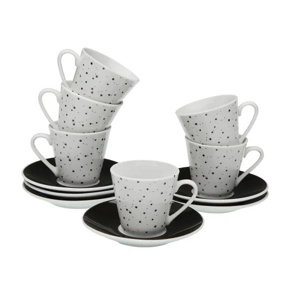 Set of 6 Cups with Plate Versa Speckle Porcelain