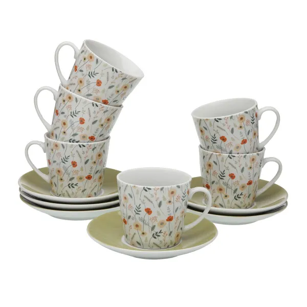 Set of 6 Cups with Plate Versa verdi Porcelain