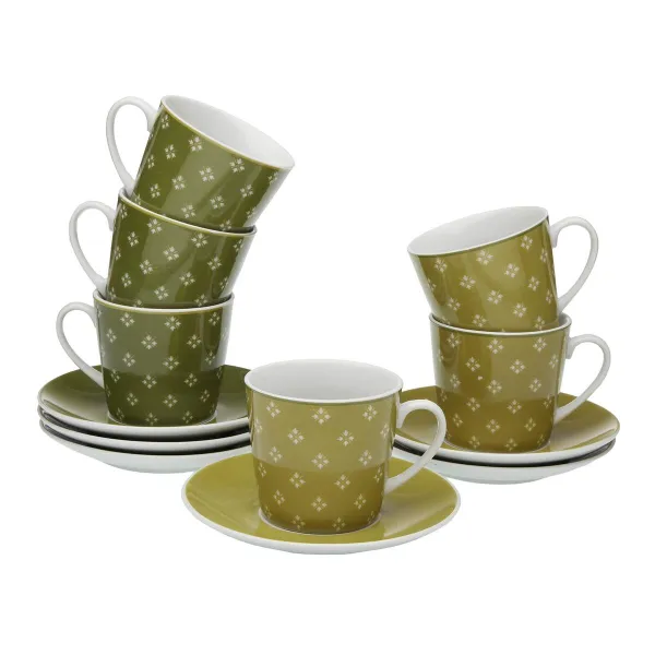 6 krūžu ar šķīvi komplekts Versa Nuka Porcelāns