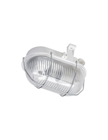 Oval white luminaire IP44 60W E27 metal lattice