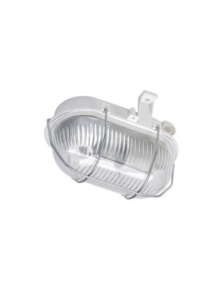 Oval white luminaire IP44 60W E27 metal lattice