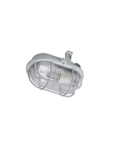 Oval grey luminaire IP44 60W E27 metal lattice