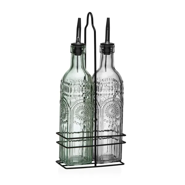 Oil and Vinegar Set Versa Metal Glass 500 ml 7,2 X 32,5 X 13,7 CM