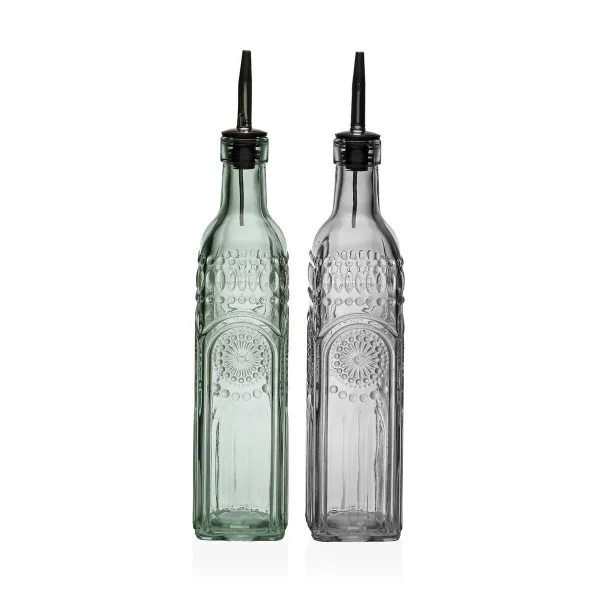 Oil and Vinegar Set Versa Metal Glass 500 ml 7,2 X 32,5 X 13,7 CM
