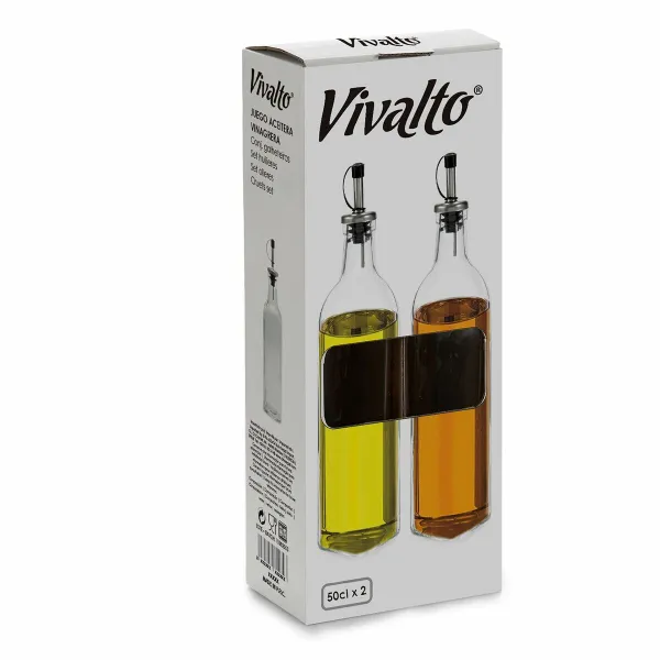 Eļļas un etiķa komplekts Vivalto Caurspīdīgs Stikls Silikona 500 ml 5,7 x 29,5 x 5,7 cm 12 x 31 x 6 cm 2 gb.
