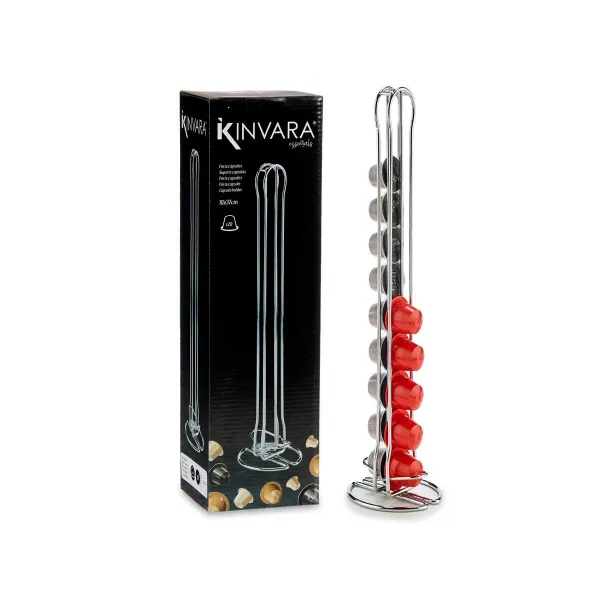 20 kavos kapsulių dėklas Kinvara Sidabras Nerūdijantis plienas Plienas 10 x 37,5 x 9 cm